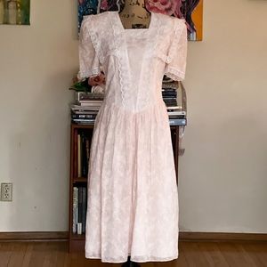 Gunne Sax Vintage 80s Floral Print Boho Prairie Dress Size M